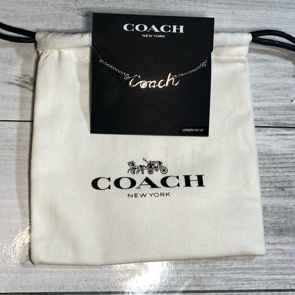 Coach Script Logo Silver Necklace - Picture 2 of 6